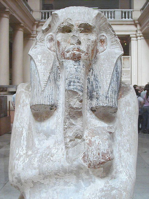 Limestone Serdab-statue of Netjerykhet (Djoser) Cairo JdE 49158 (Photo by Jon Bodsworth)