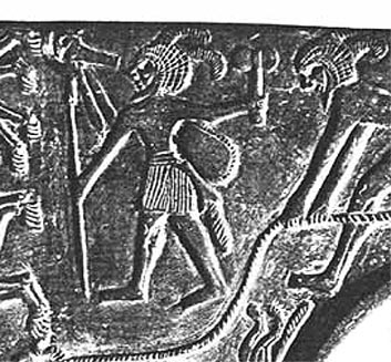 FIG. 2: Particular of the Hunters palette (BM 20790, early Naqada IIIB)
