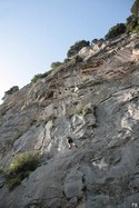 Training di arrampicata su parete