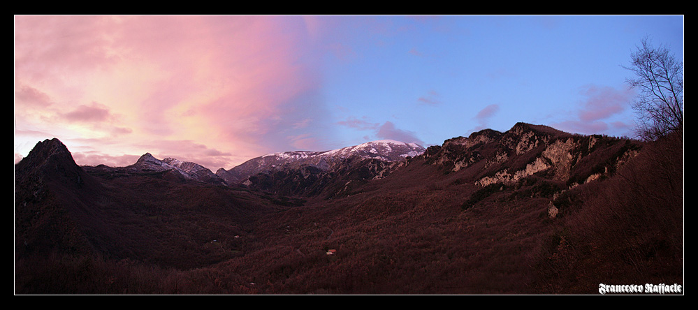 Bosco Cerretella, Valle del Tenza e della Cerreta. In fondo: Monte Calvo, Raianetta e Polveracchio